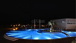 游泳,池,夜