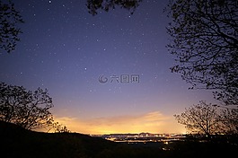 查看,星星,夜