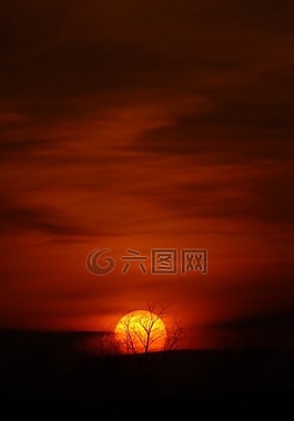 日落,太陽,晚上