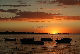 日落,余輝,海