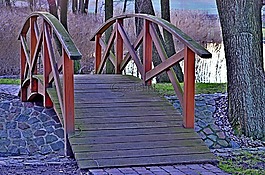 公園,橋,溪