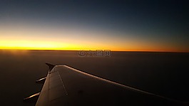 翼,飛機,日落