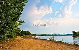 天空,云,河