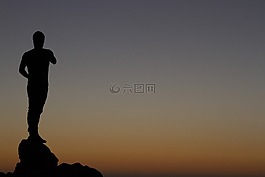 日落,立場,人