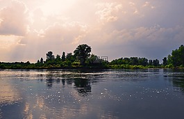 天空,云,水