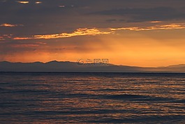 日出,地平線,海