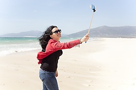 海灘,婦女,肖像