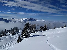 山,冬天,雪