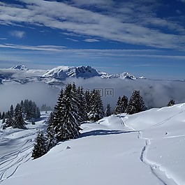 山,冬天,雪