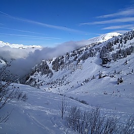 山,冬天,雪