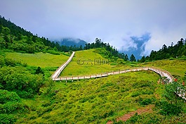 山峰,棧道,云海