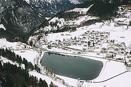 自然,池,雪