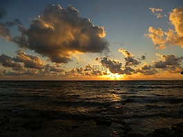 日落,海灘,天空