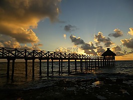日落,海灘,天空