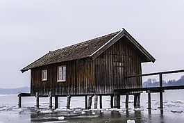 ammersee,船上的房子,冻结