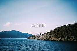 湖,夏天,景觀