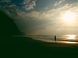 日落,黃昏,天空