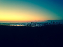 日落,天空,海灘