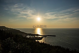 日落,黃昏,天空