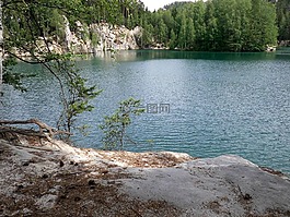 湖,adršpach,岩石