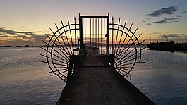 日落,春天,灣