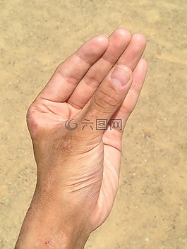 手,釘子,砂