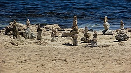 石頭,海灘,海