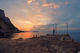 日落,海,克里米亞