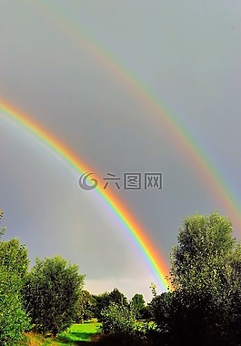 日出,彩虹,早上好