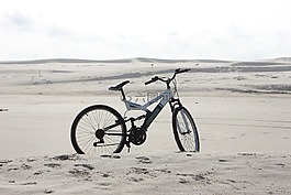 自行車,海灘,沙
