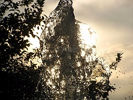 噴泉,水,太陽
