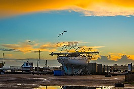calshot,日落,天空