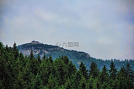 山,森林,天空