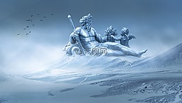 雪,雕像,山