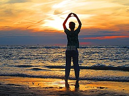 男孩,太阳,海