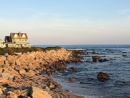 海灘,日落,海洋