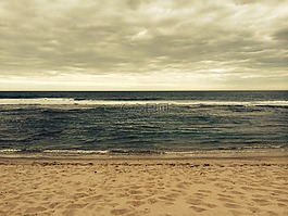 海灘,沙,云
