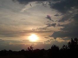 日落,太陽,天空