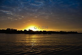 日落,太陽,云