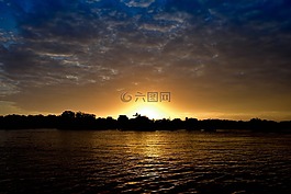 日落,太陽,云