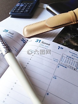 日記,鋼筆,計算器