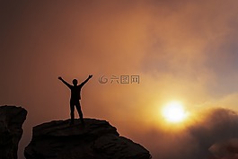 背光,景觀,日落