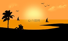 數(shù)字藝術(shù),圖稿,日落