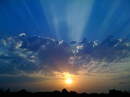 日落,天空,云