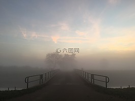 橋,模糊,日落