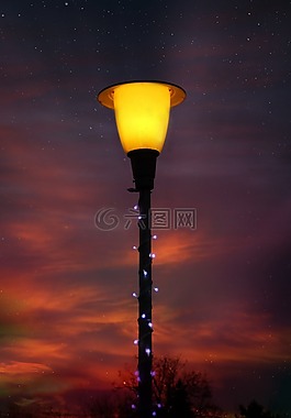 日出,燈籠,天空