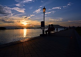 巴拉頓湖,日落,景觀