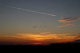 日落,天空,云