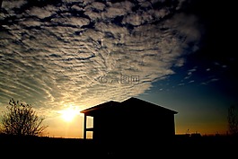 日落,天空,云