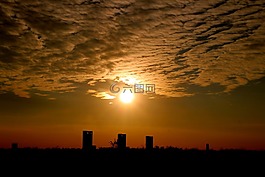 日落,天空,云